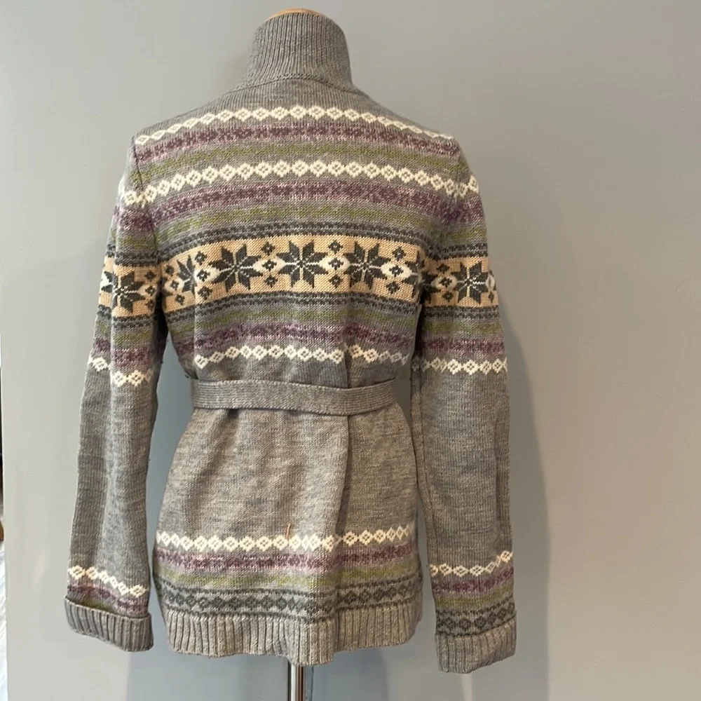 Sundance FairIsle cardigan - grey / snowflake sweater- size medium - Picture 4 of 5